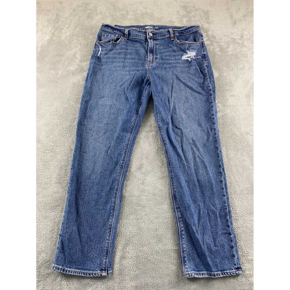 Old Navy Boyfriend Mid-Rise Distressed Medium Wash Relaxed Jeans Size 10